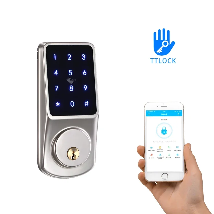 Tuya Waterproof Smart Deadbolt Lock Replaceable Cylinder Electronic Apartment Lock with Fingerprint