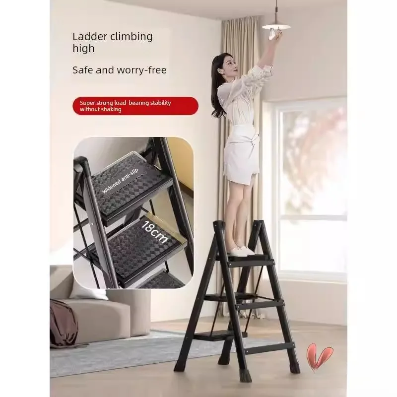 

Thickened Multi-Functional Folding Ladder Indoor Use Three Four Steps Human Form Retractable Staircase Small Step Stool