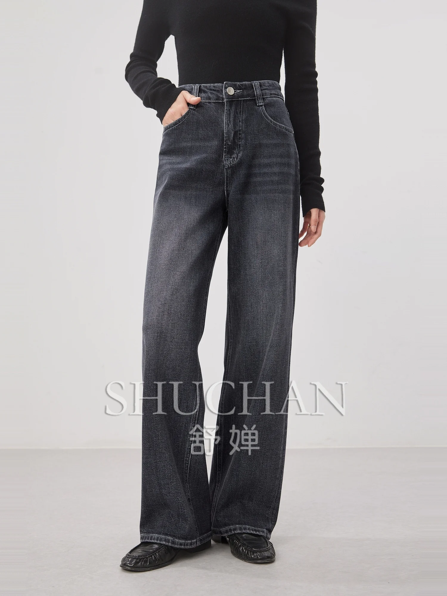 Good Quality Leisure Cotton Feeling Enduring Retro and Old Washed Denim Straight Pants Women Jeans Pantalones Vaqueros Mujer