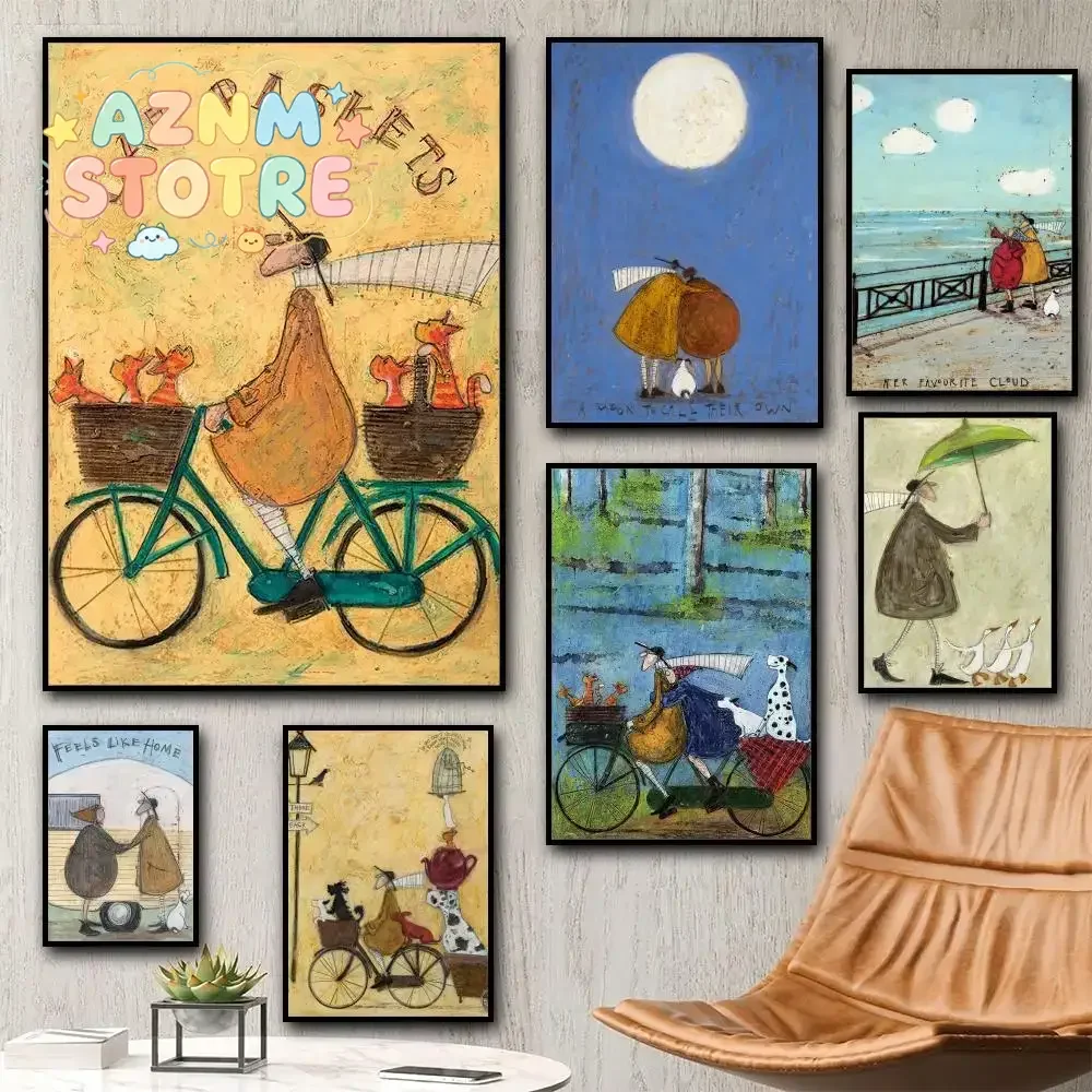 Sam Toft Art Abstract Landscape Love Dogs Pet Painting Calligraphy HD Canvas Poster living room bedroom bar aesthetic decorat