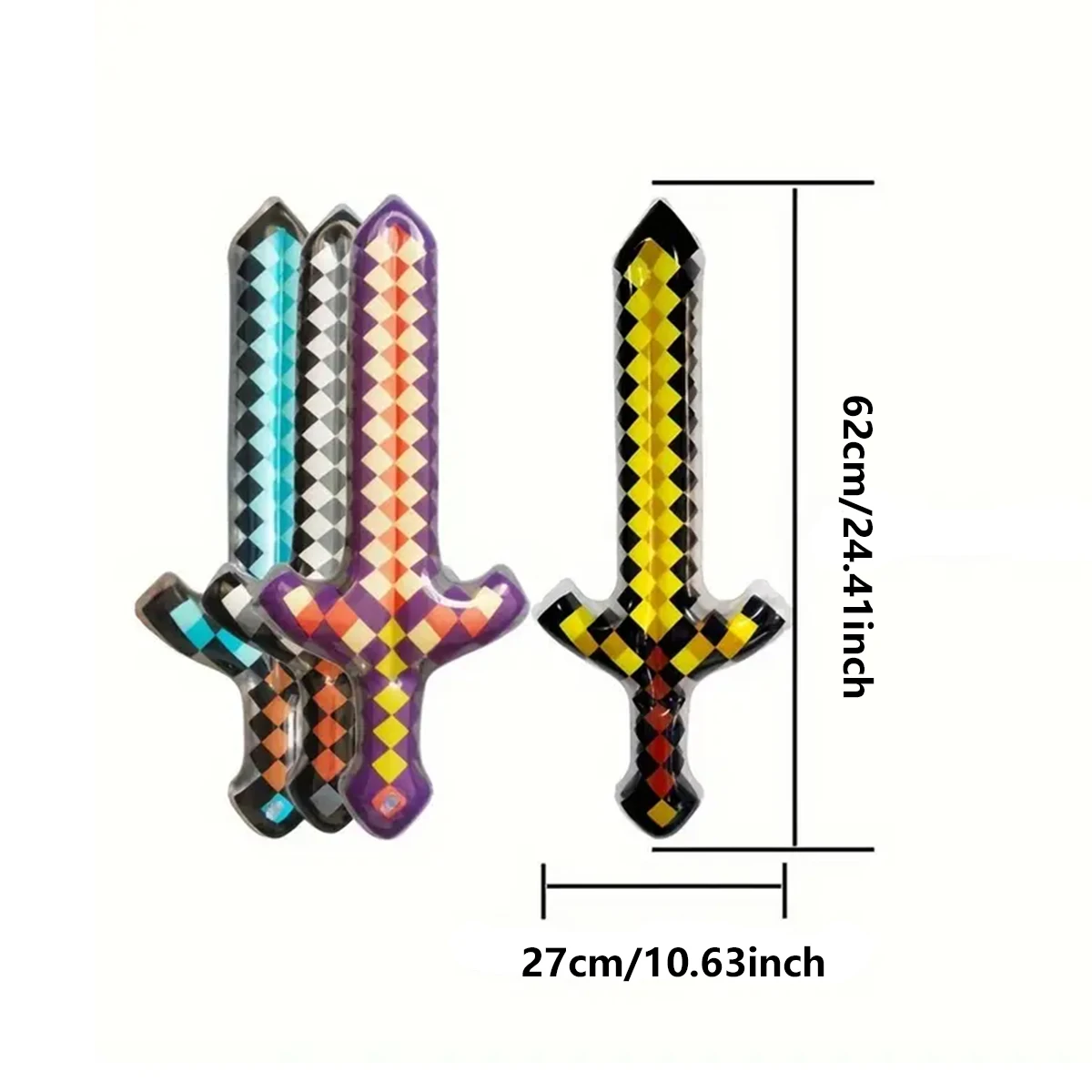 Juguetes estilo píxel, espada de piedras preciosas, espada dorada, juguetes para niños, juegos para el hogar, suministros inflables, espadas, regalos de navidad