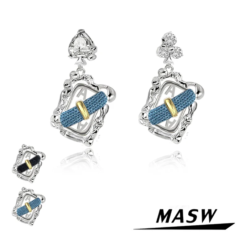 

MASW Original Modern Jewelry 2023 Trend New High Quality Brass Glass Poker Drop Earrings For Women Party Wedding Gift Hot Sale