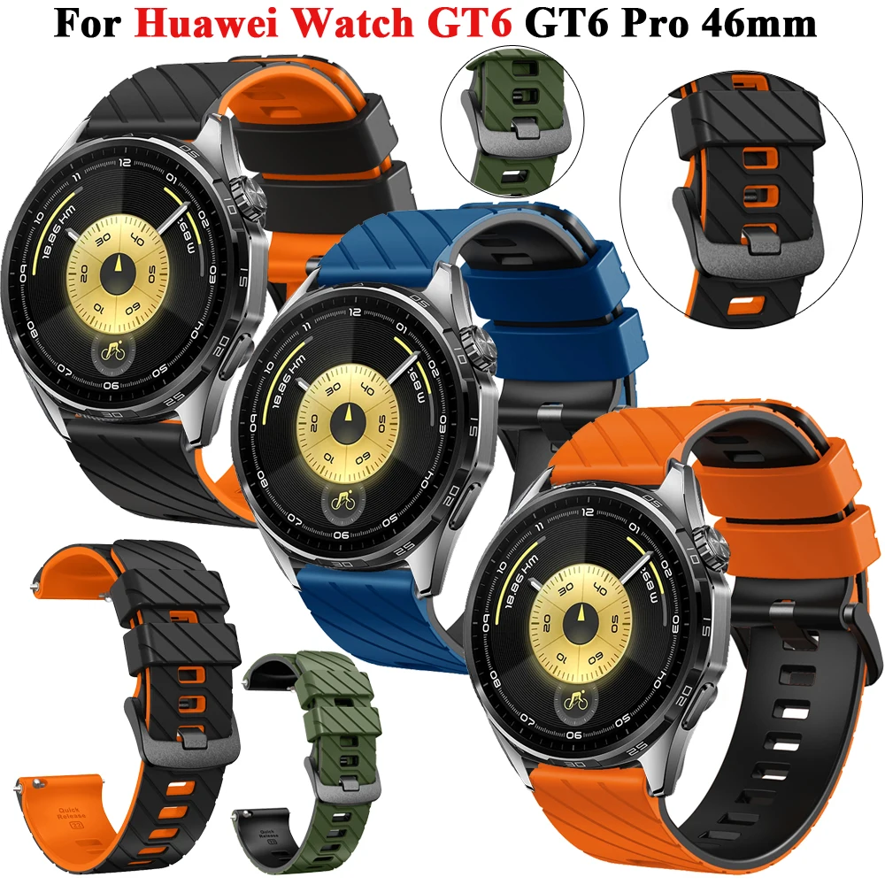 

22mm Watch Straps for HUAWEI WATCHT GT6 GT6pro 46mm Silicone Strap Suitable for Huawei Watch Ultimate 2/GT5 GT4/GT2E/GT2 PRO 46m