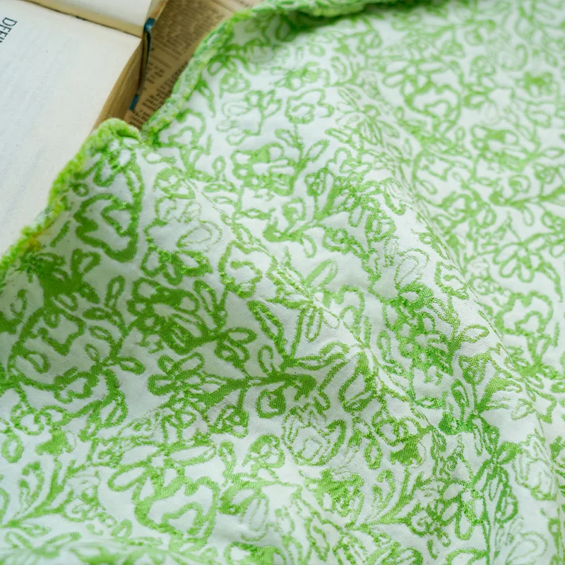 Summer Fresh Green Embossed Jacquard Fabric Exquisite Dress Fluffy Skirt Diy Sewing Decorative Fabric