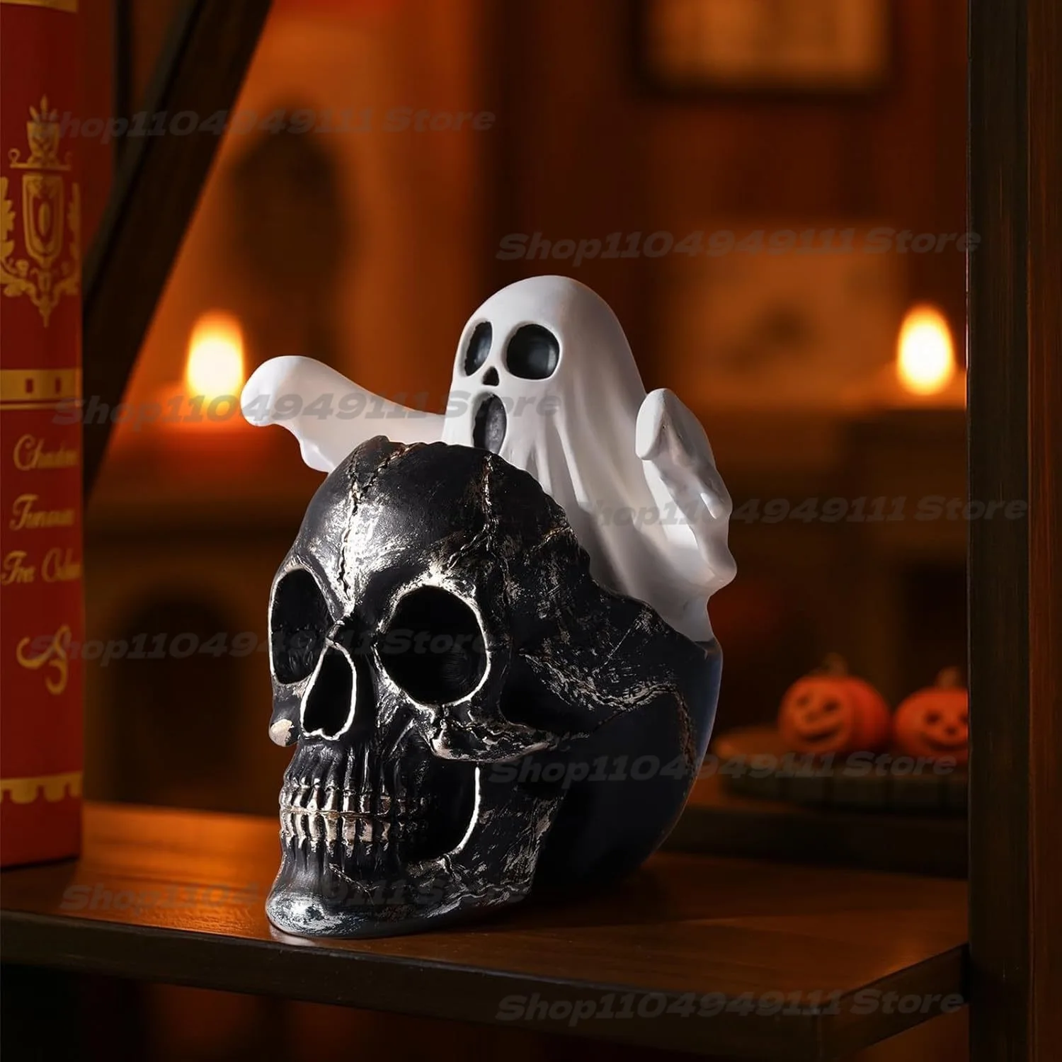 

New hot Handmade Resin Skull Head Collectible Skeleton Decoration Figurine Halloween Skull Statue Halloween Home Decor Ornament