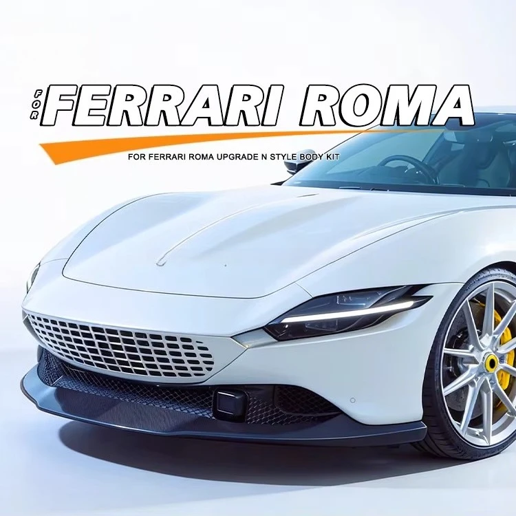 Hi-End Custom Car Accessories for Ferrari Roma Upgrade N Style Dry Carbon Fiber BodyKit Front Lip Spoiler Side Skirt Car Bumper