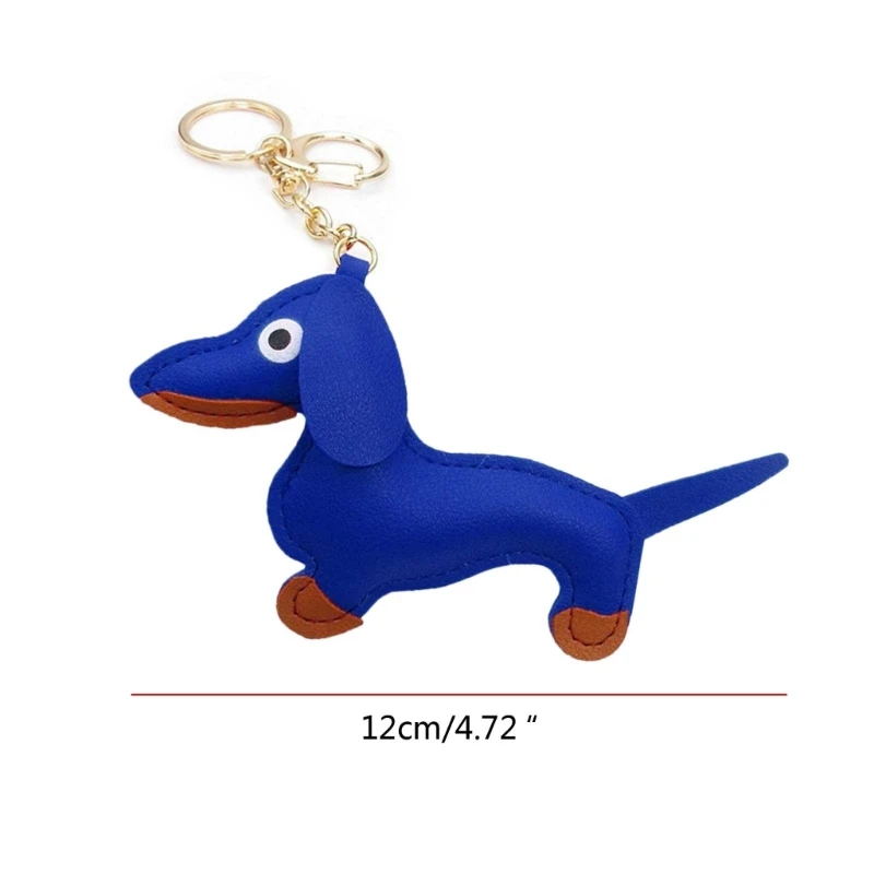 Mini Dachshund Dog Keychain Cute PU Leather Animals Keyring Hanging Ornament Backpack Handbag Charm Gift for Men Women