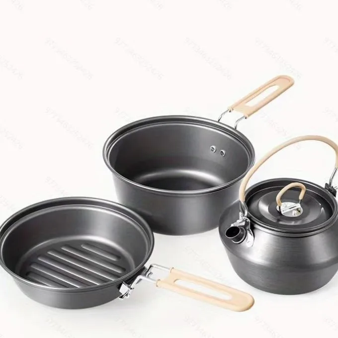 Outdoor Teapot Set Pot Camping Frying Integrated Pot Special Universal Pot Kettle Cooking Artifact Camping
