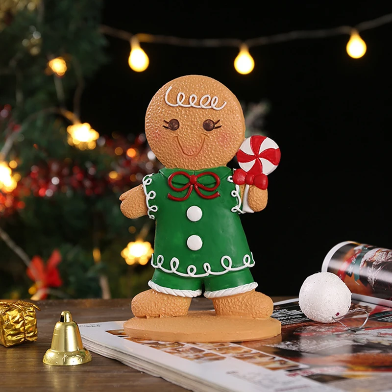 Natale Cartoon Gingerbread Man paesaggio ornamento decorazione della finestra di natale artigianato in resina ornamenti regali di festa per bambini