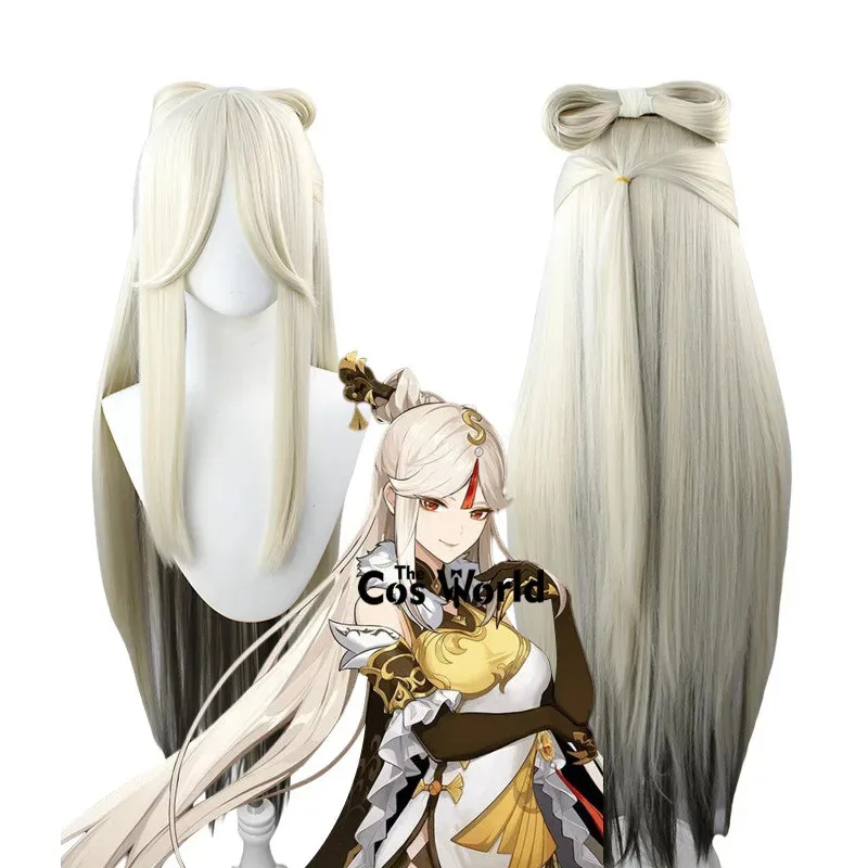

Genshin Ningguang 100cm Long Straight Games Cosplay Wigs Fiber Heat Resistant Synthetic Hair + Wig Cap