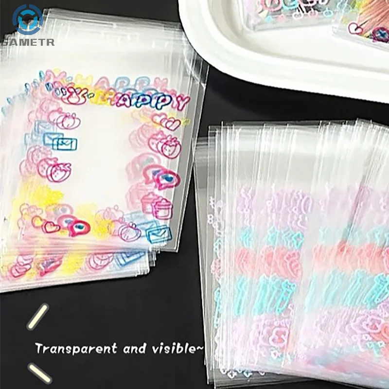 Fundas transparentes Kawaii para sesión fotográfica, bolsa de almacenamiento protectora para fotos de Idol, autoadhesiva con Graffiti, 20/50/100 piezas