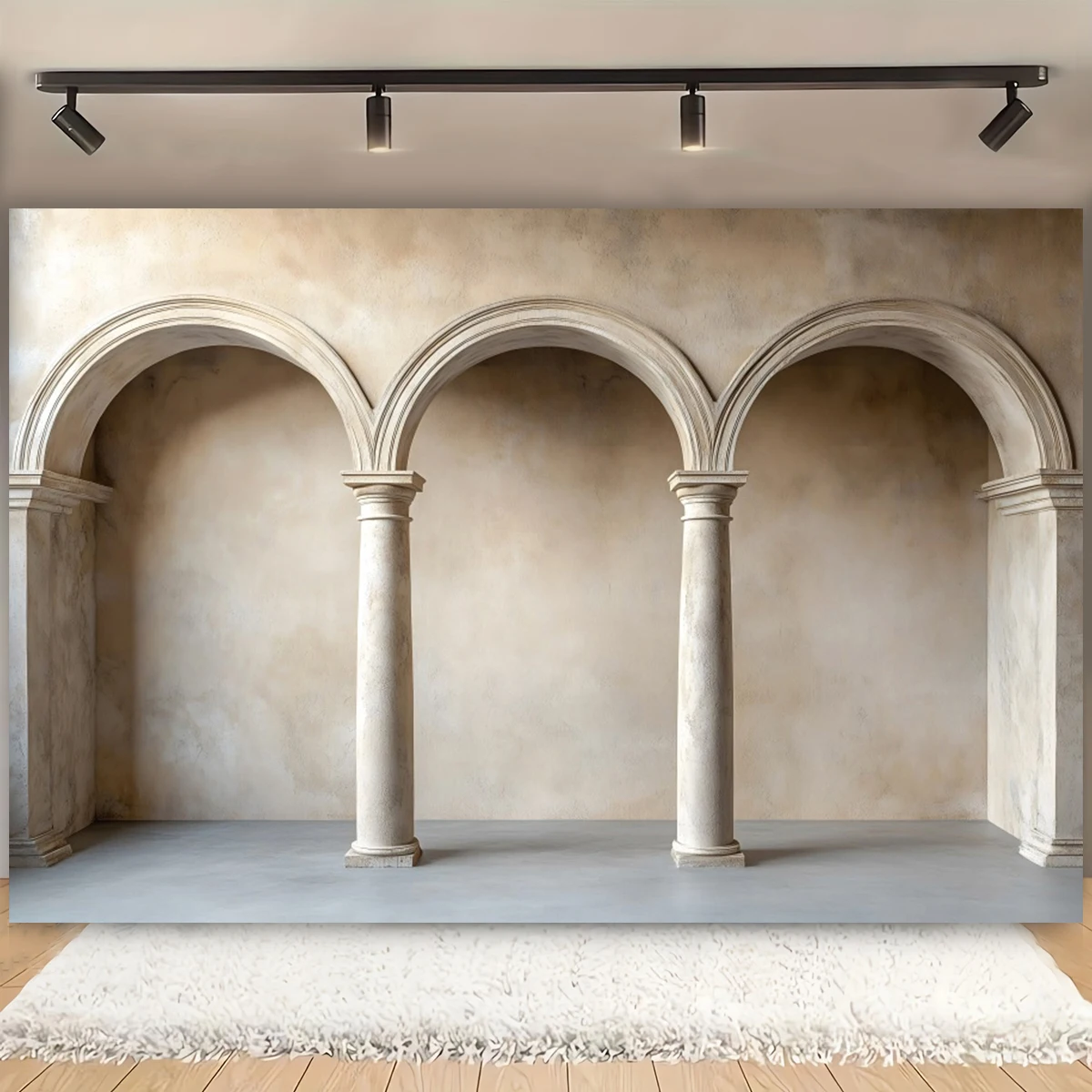 

Vintage Beige Arched Column Photography Background Palace Wall European Birthday Wedding Portrait Art Backdrop Photo Studio Prop