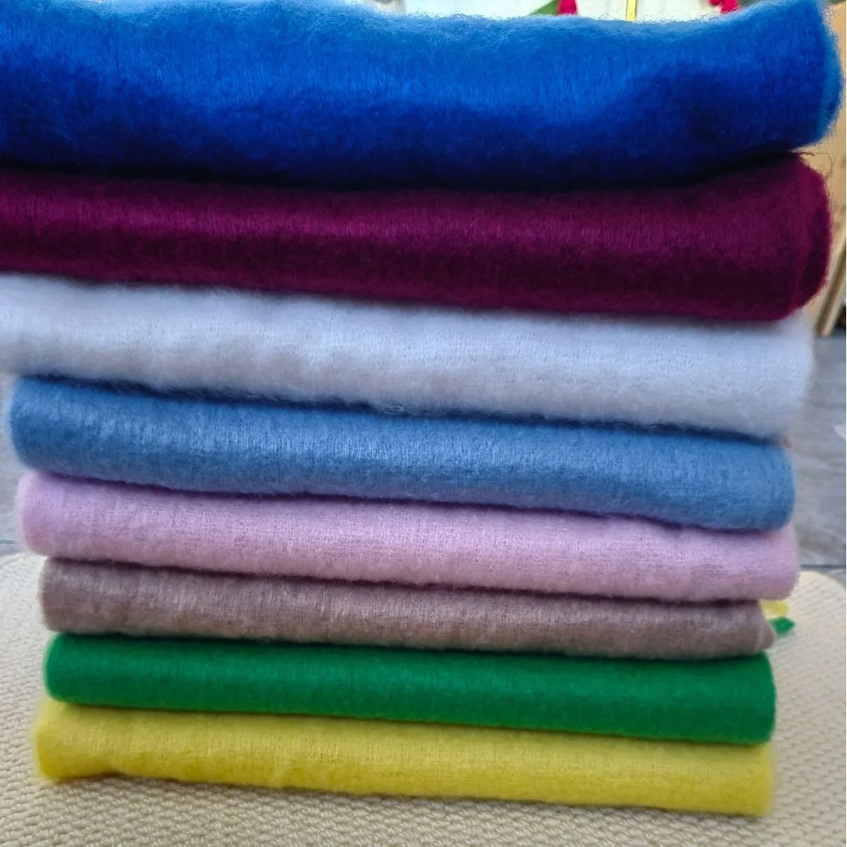 Thickened and lengthened solid color mohair long scarf couple autumn and winter versatile warm shawl dual-purpose scarf
