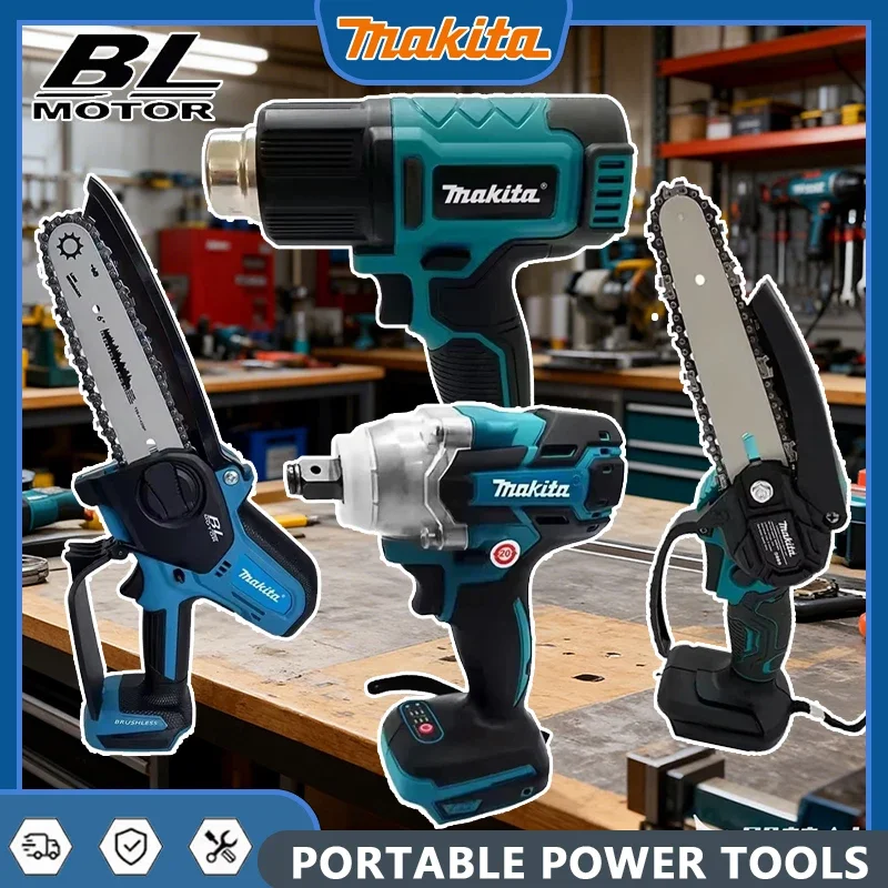 

Набор инструментов Makita: шлифовальная машина, пистолет для герметика, цепная пила, компрессор, силиконовый пистолет, режущая машина для аккумуляторных бесщеточных инструментов Makita