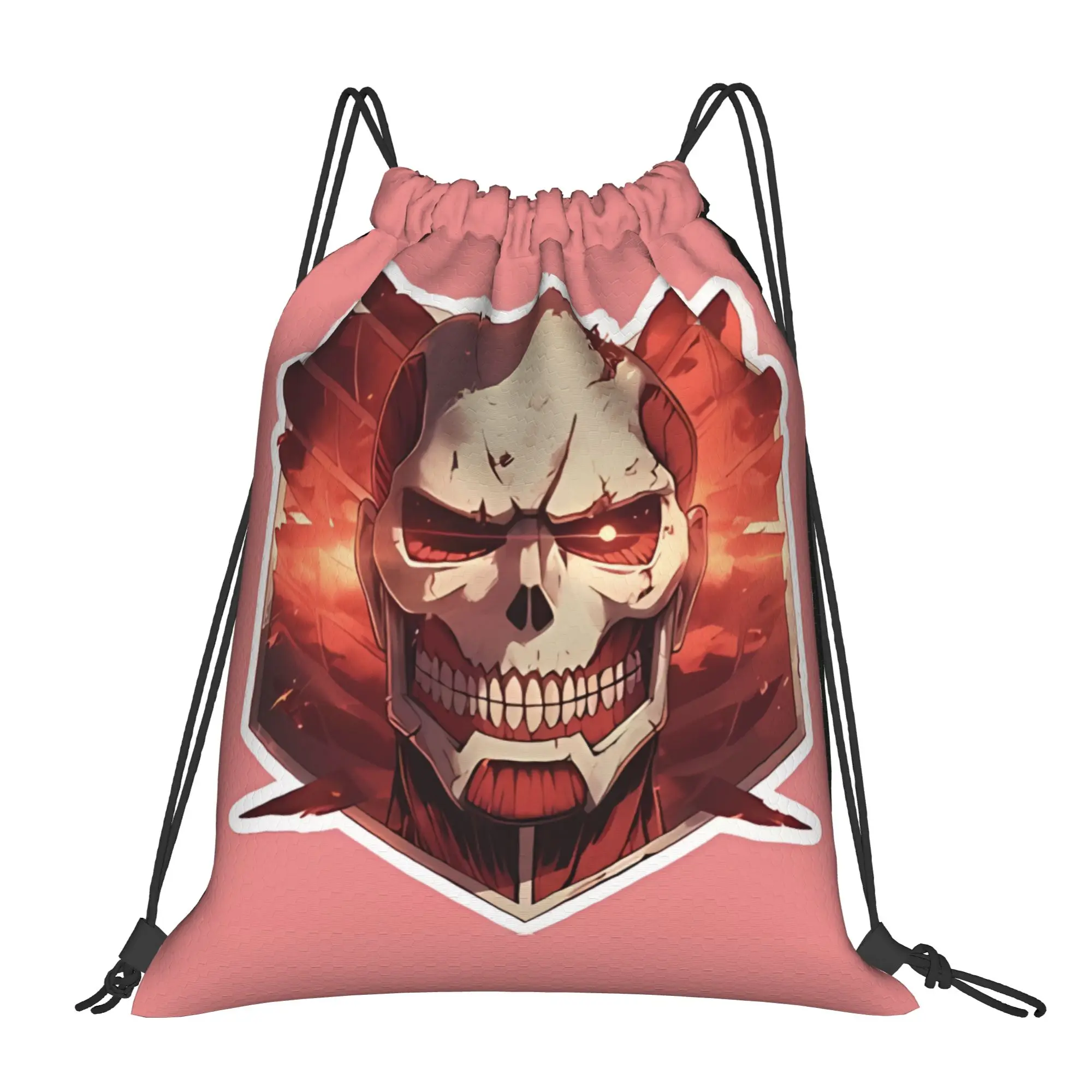 Dark Manga Style Art aAttack-on-Titan Portable Travel Riding Gym Drawstring Storage Sporty Backpacks
