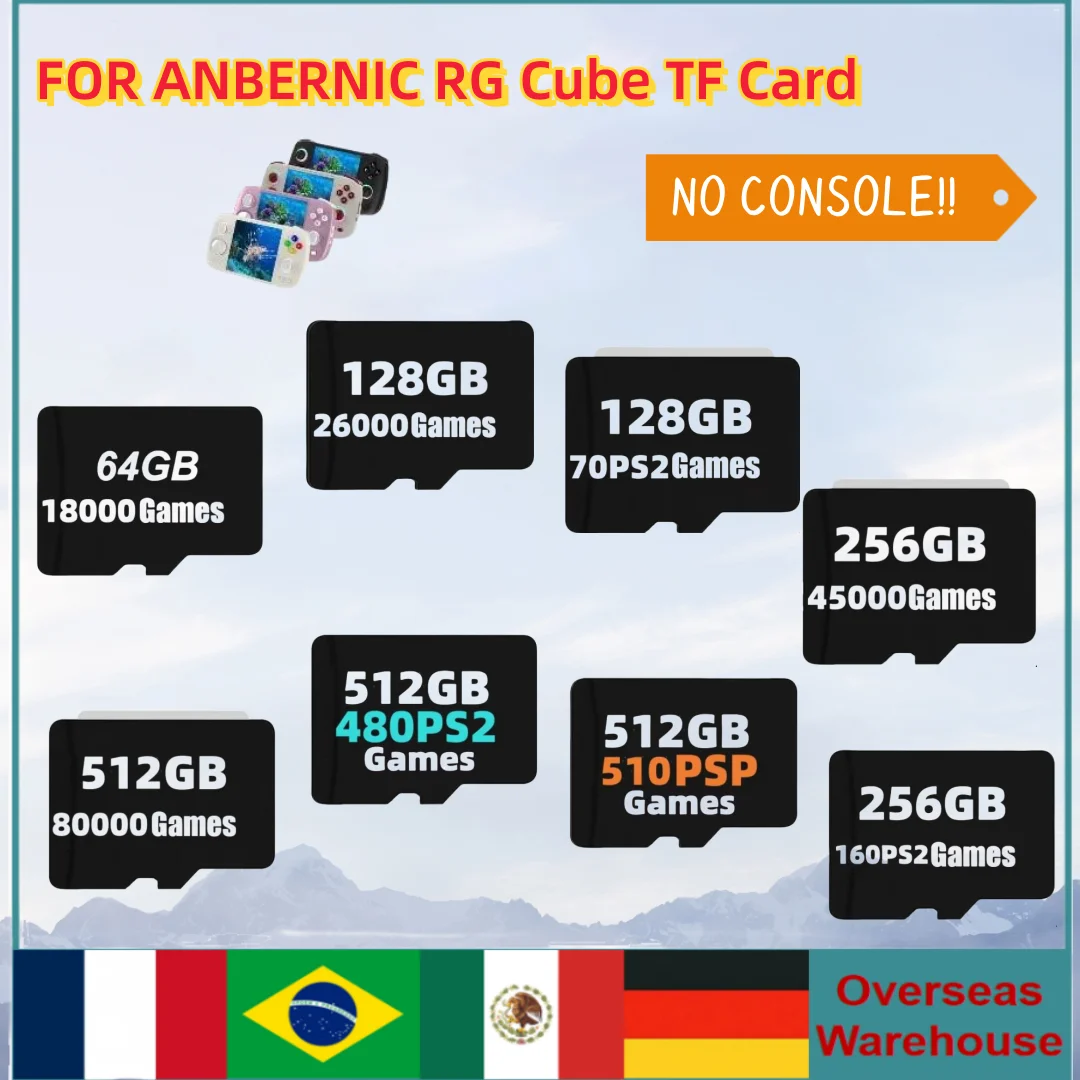 

FOR ANBERNIC RG Cube TF Card Handheld Gaming Console Portable Handheld Game Memory Card Gaming 512G 80000 Games PS2 PSP Gift