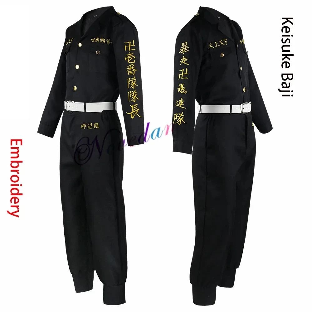 Anime Tokyo Revengers Cosplay Traje para Homens e Mulheres, Mikey, Manjiro, Sano Ken, Jaqueta Bordada, Casaco, Manji Gang, Uniforme