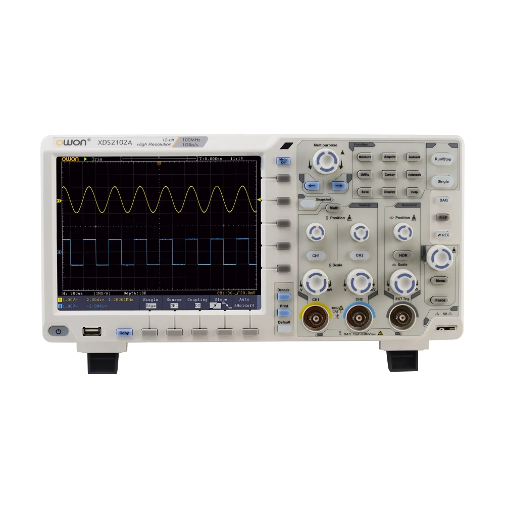 Owon XDS2102A 12 bits Osiloscopio Digital Oscilloscope 1GS/s 100MHz 2CH 20 Mpts Record Length Multimeter Oscilloscope Generator