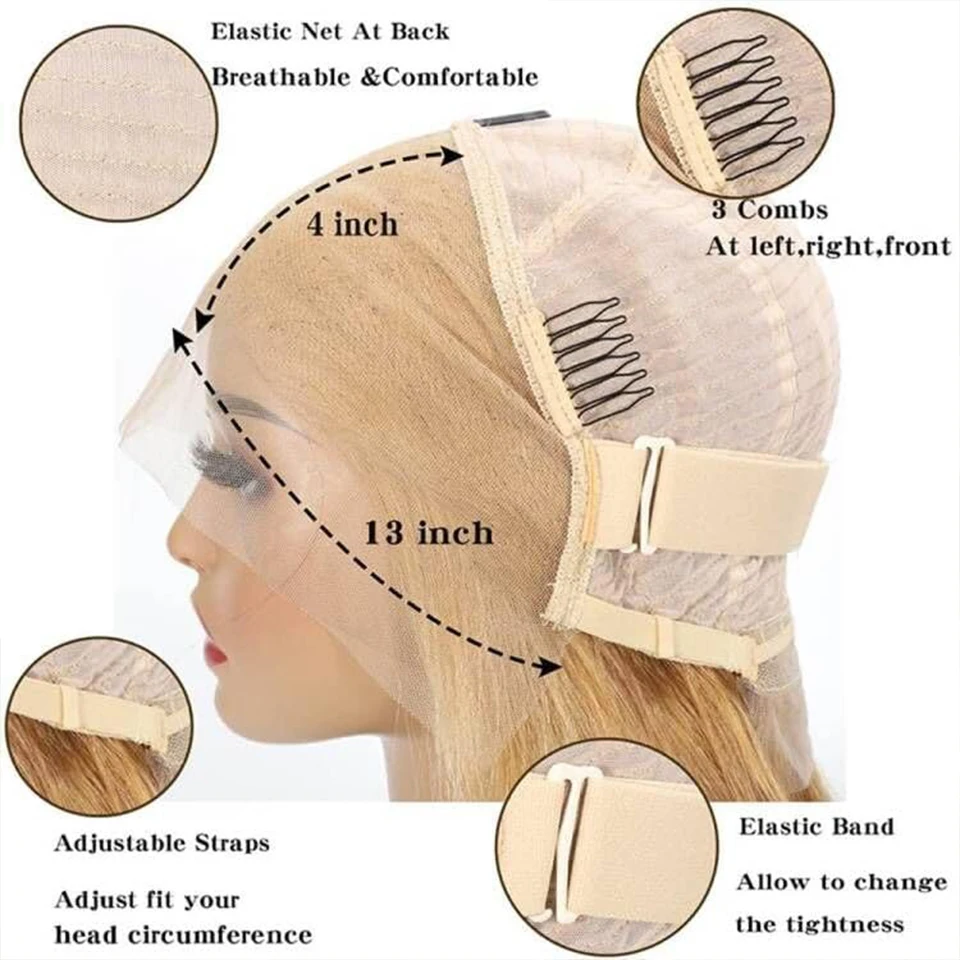 Honig blonde Bob lockige Spitze Front Perücke Menschenhaar 13x4 HD Spitze Menschenhaar Perücke für Frauen farbige Perücke mit Babyhaar vor gezupft