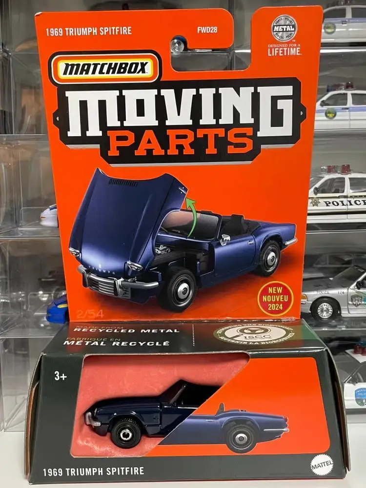 Novo original matchbox carro 1/64 diecast peças móveis fwd28 1969 triumph spitfire veículo modelo brinquedos meninos coleção presente de aniversário