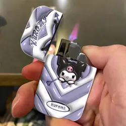 Sanrio Kuromi Lighter Creative Straight Red Flame Lighters Windproof Press Ignition Cigarette Gas Lighters Girl's Gift Free Ship