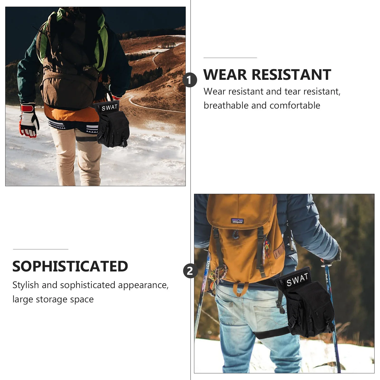 

1Pcs Tactical Waist Bag High-Quality Waterproof Fabric Adjustable Buckle Strap Large Capacity Thigh Pouch for Outdoor Sports