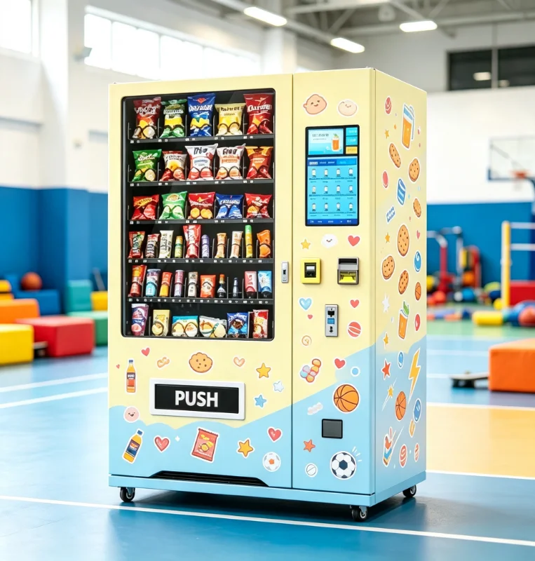 Intelligent Snack Beverage Vending Unit Built In Big Cooling Fridge Supports Card Coin Cash Bill Multiple Payment Methods