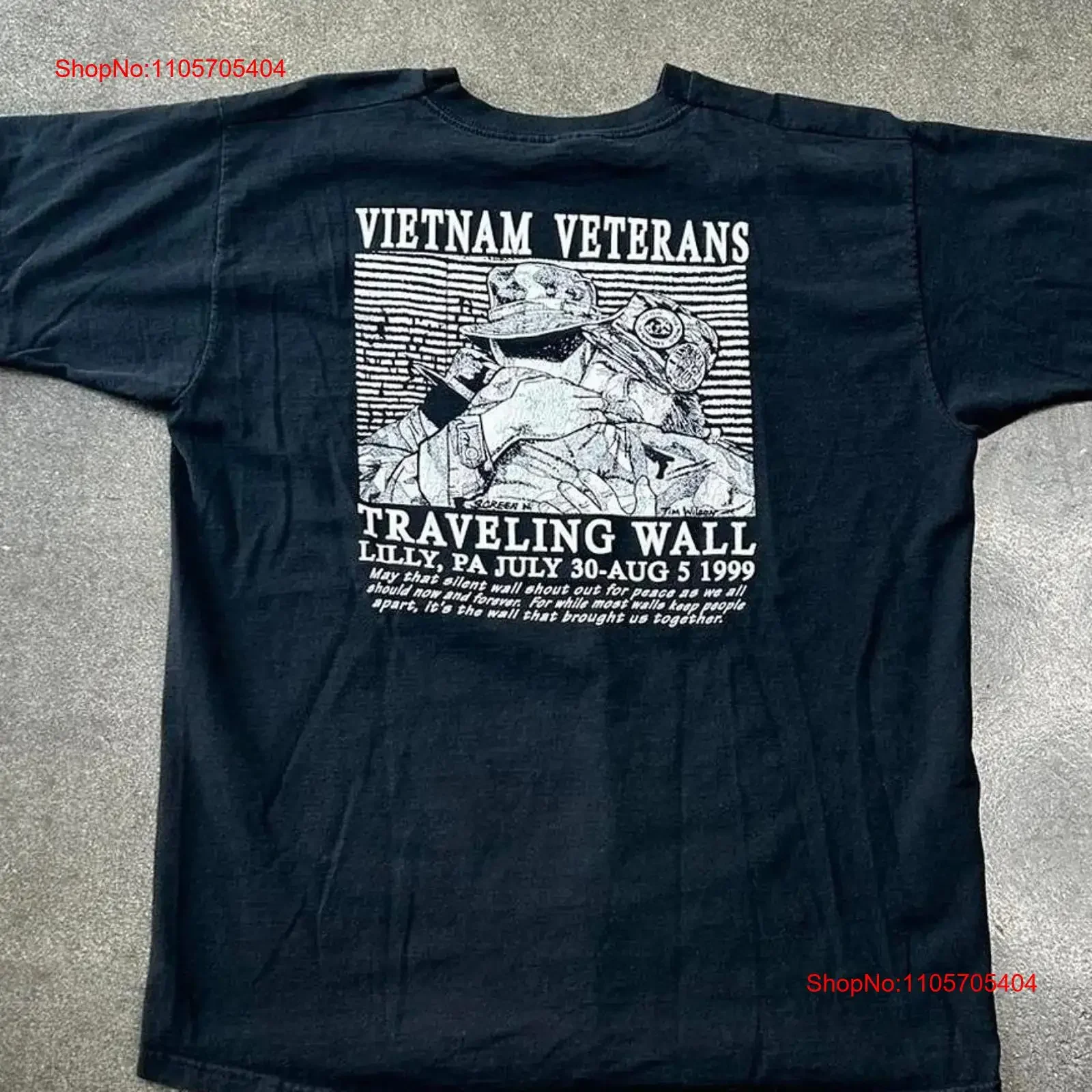 Vintage 90s Pow Mia Traveling Wall Memorial Black Men's XL Military T Shirt long or short sleeves vintage Washed