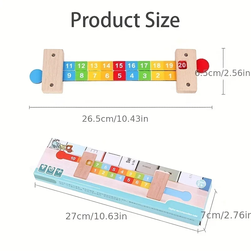 Juguetes de aprendizaje de aritmética de matemáticas de madera para niños, regla de adición de enseñanza Montessori, juguetes de números educativos para niños, ayudas para la enseñanza