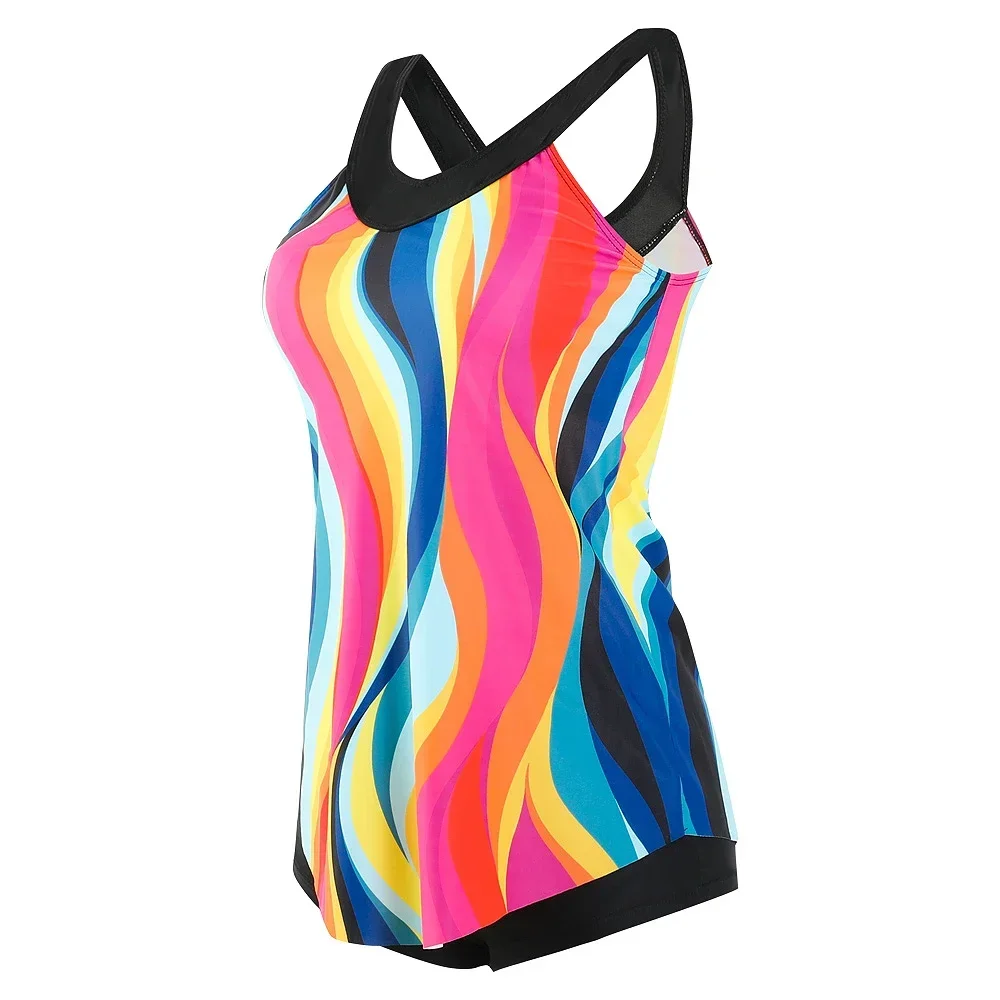 

Summer Women's Beachwear Two-piece Basic Sexy High Quality V-neck Tankini Single Swimsuit Fashion Print Swimsuit S-6XL