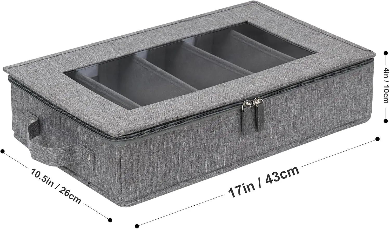 Storage Box 2 Pack, Silverware Storage Box Case Chest with Adjustable Dividers, Silverware Holder with Zipper Lid