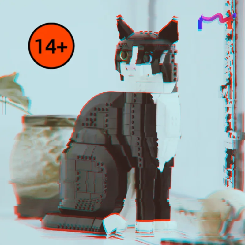 

В НАЛИЧИИ 1710 деталей MOC-21349 Конструктор «Кот в смокинге», креативная мультяшная модель животного, сборная игрушка-украшение, подарок на день рождения