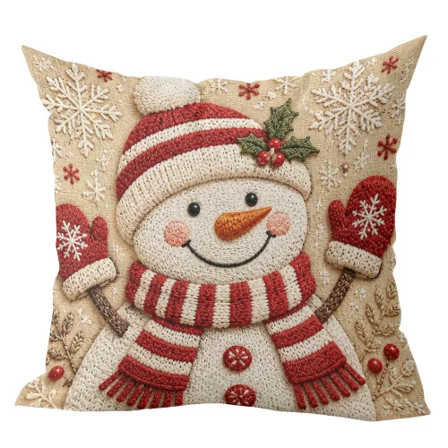 1pcs Rustic Blue Buffalo Plaid Let It Snow Christmas Throw Pillow Cover Winter Holiday Decor Cushion Case