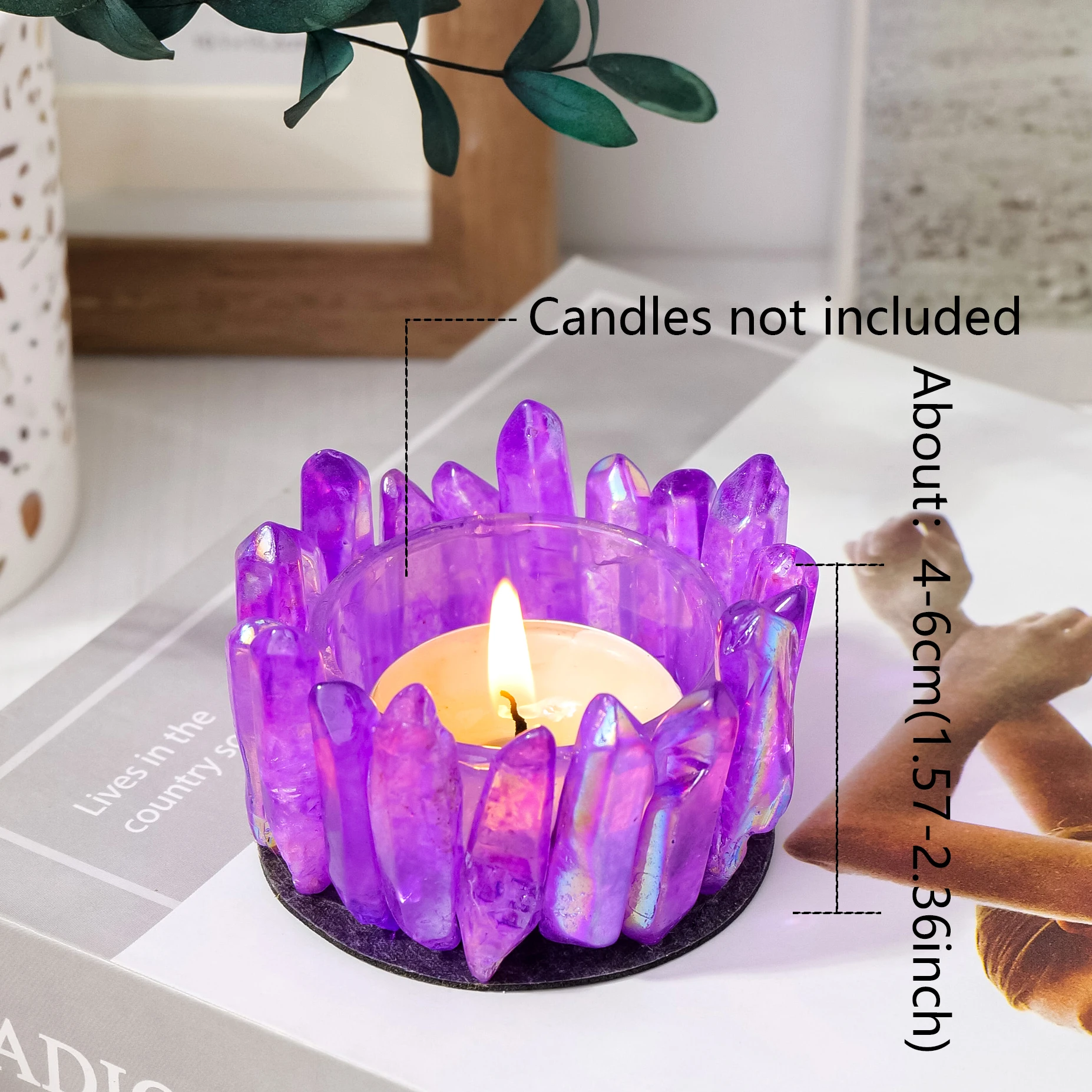 1PC Natural Crystal Electroplating Color Clear Quartz Point Gemstone Candlestick Home Decor Candlesticks For Candle Parties