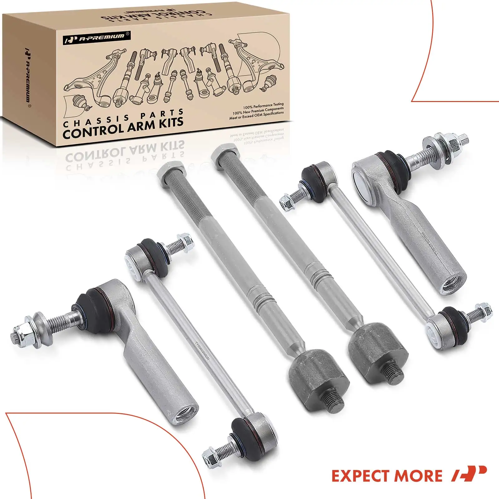 A-Premium 6x Front Stabilizer Bar Link & Tie Rod End for Tesla Model S 2014-2016