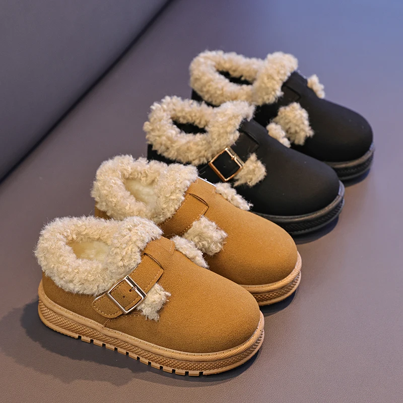 

Children's Wool Lining Warm Non-slip Cotton Shoes Winter Plus Size Thick Soled Indoor and Outdoor Wear-resistant Cotton Shoes