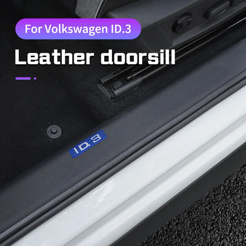 

For Volkswagen ID3 VW id.3 Leather Car Door Sill Stickers Trunk Doorsill Bumper Strips Tape Decor Scratch Resistant Accessories