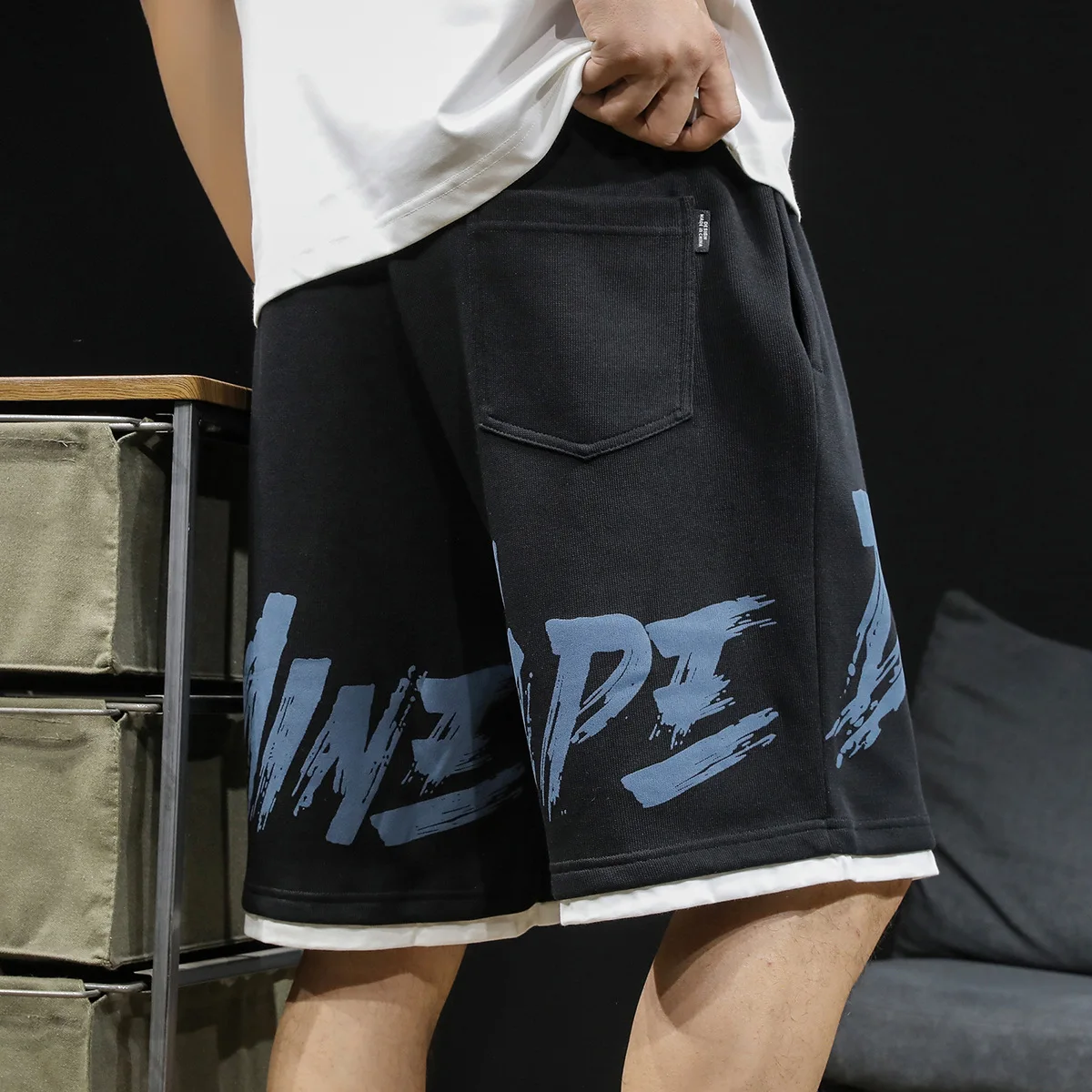 

Trendy Men's ort Sports Pants 5 Inches Casual Mid-Waist Straight Leg Summer Outdoor Wear Big Size Cotton Polyester