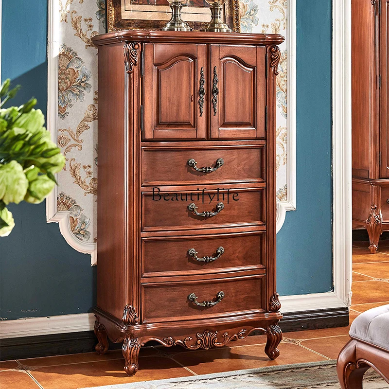 

04Solid wood chest, American retro cabinet, drawer, bedroom storage cabinet