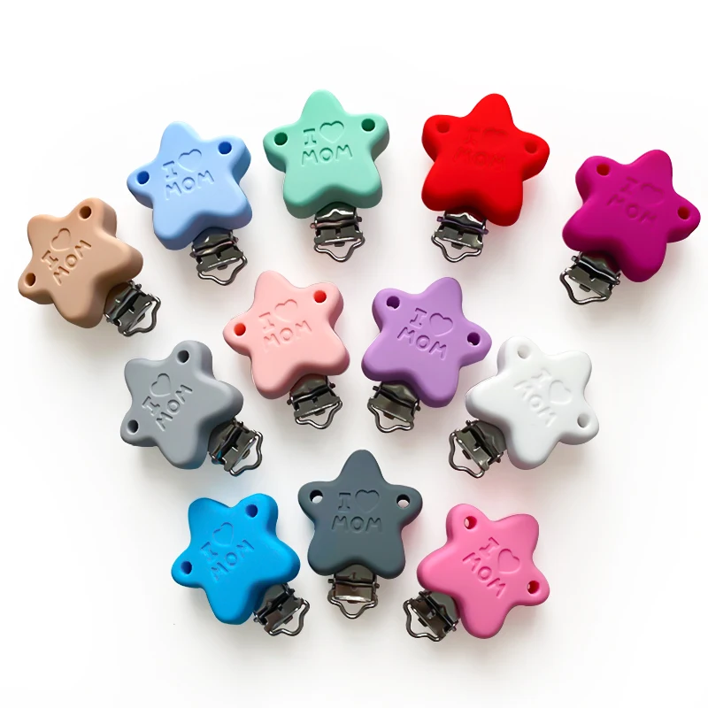 3 pezzi in silicone stella ciuccio clip portaciuccio catena succhietto clip per allattamento accessori per catena ciuccio senza BPA