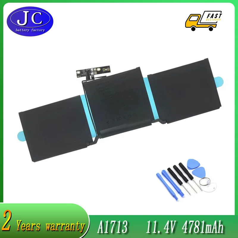 

JCLJF A1713 Laptop Battery for Apple MacBook Pro 13" A1708 2016 2017 EMC 2978 3164 020-00946 MLL42LL Batteria AKKU 4781mAh