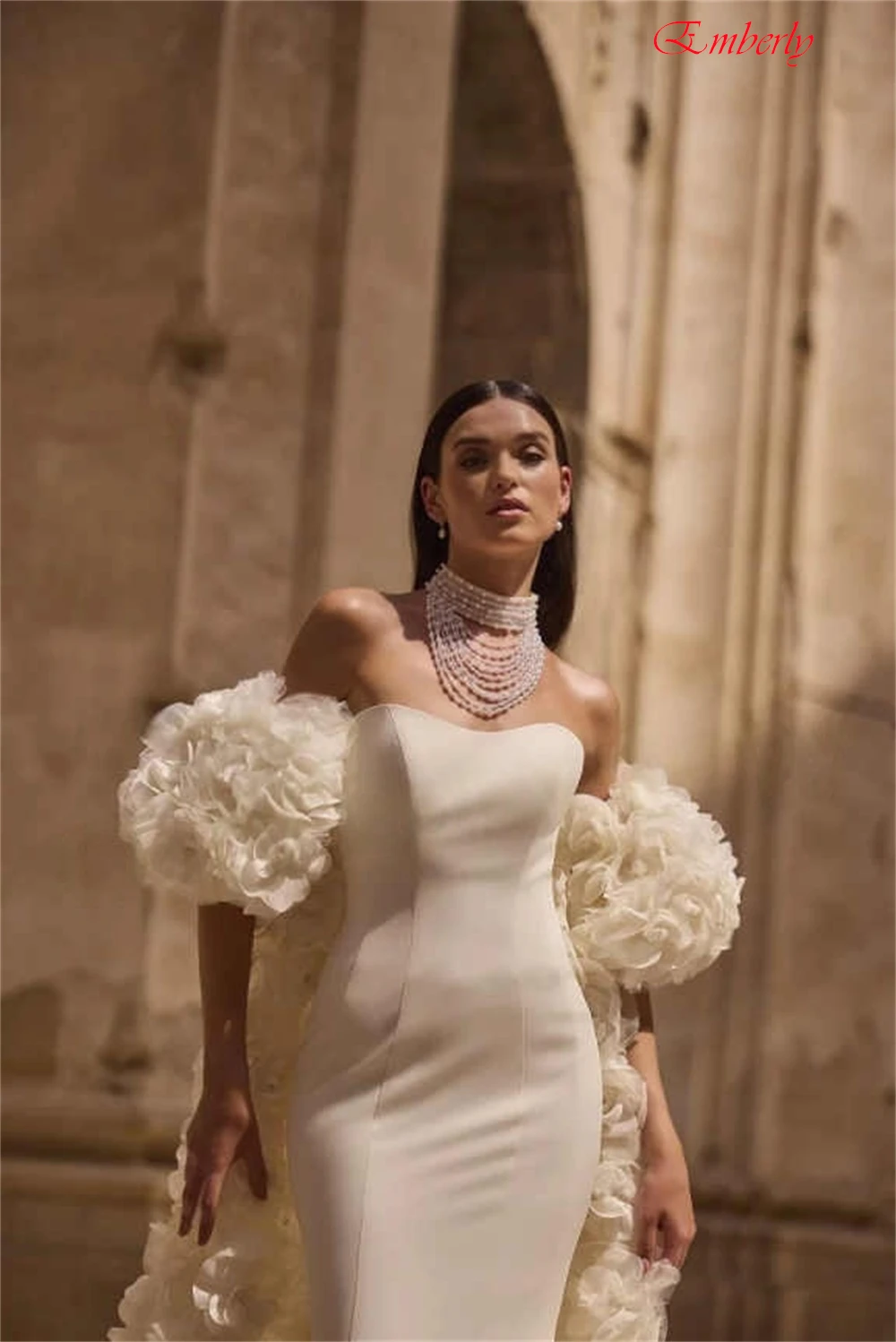 Customized White Mermaid Floor Length Evening Dress and Strapless Exquisite Celebrity Gowns Chapel Train Special Occasion Gowns