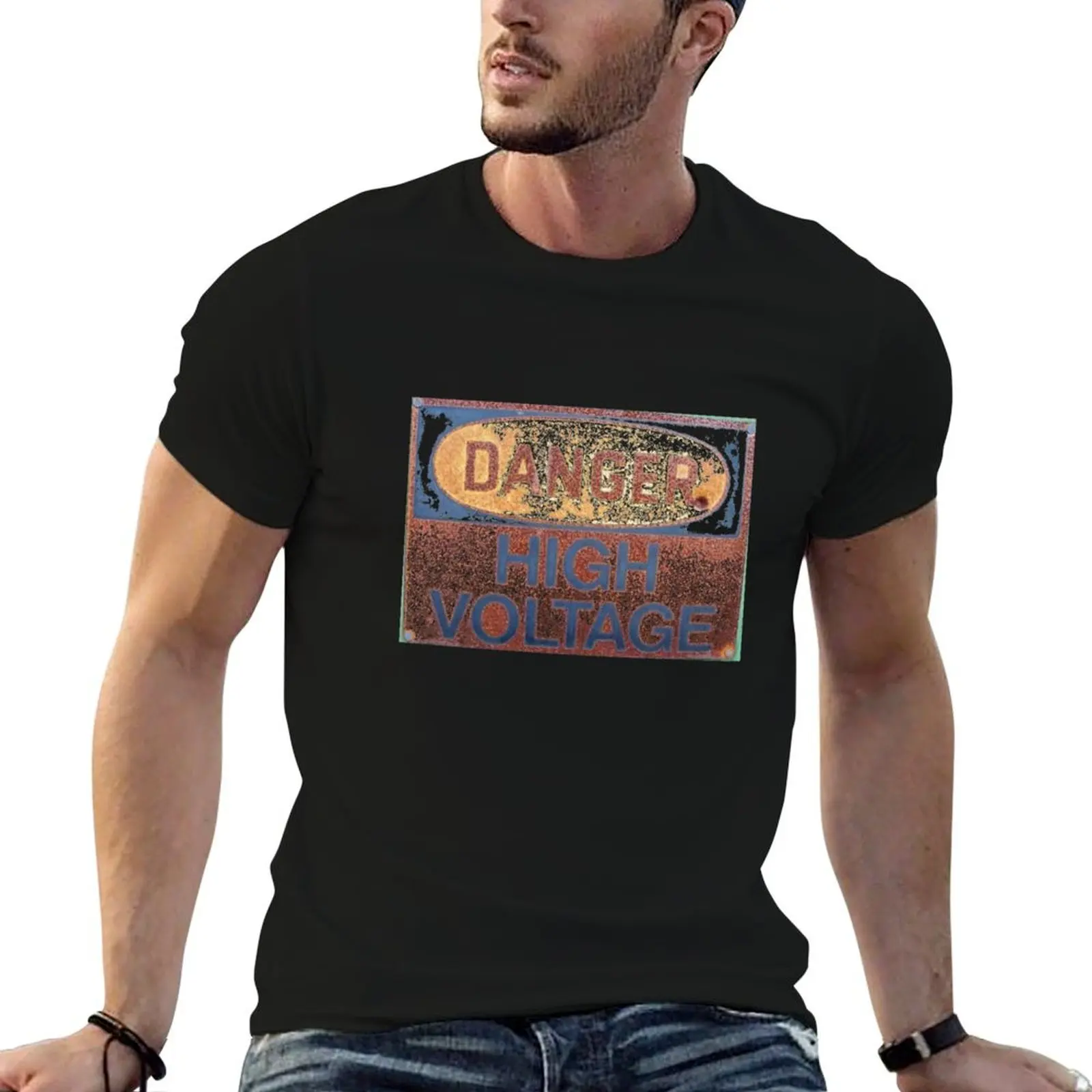 

Danger, high voltage T-Shirt funny t shirts dark humor t shirt custom print cotton t shirt man T-shirt