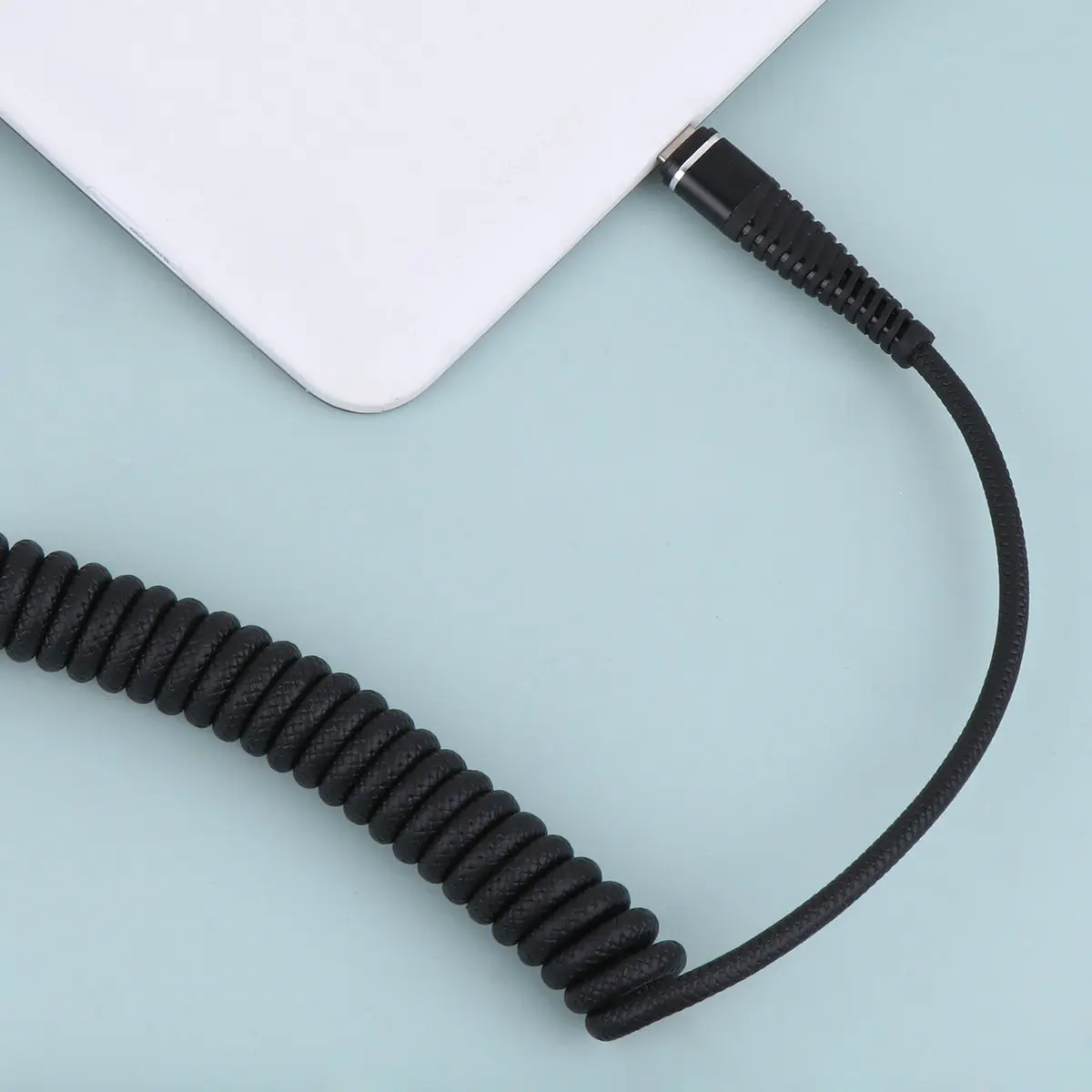 Telescopic Charging Cable for Mobile Phone Portable Compact Lightweight Data Transmission USB Cable for Black
