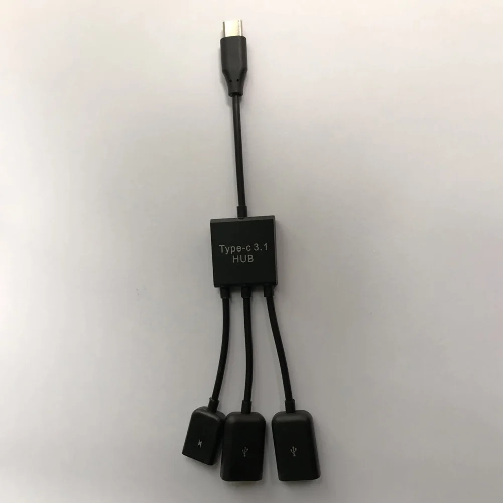 3 In 1 Type-C Hub Usb Type C Connector Multi Charging Cable Otg Host Portable Compact For Phone Tablet Laptop Black