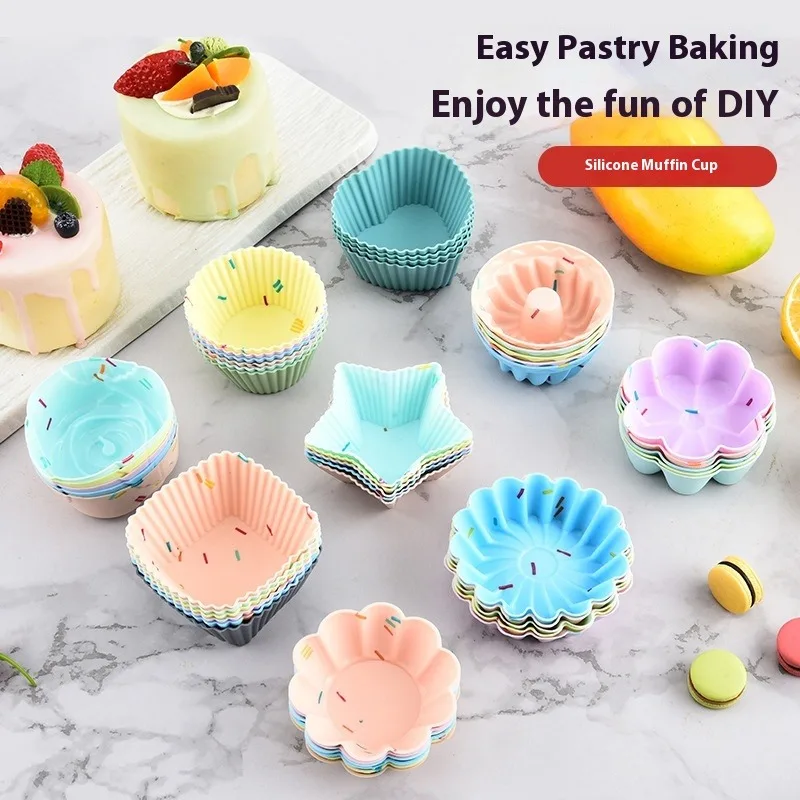 

Силиконовая форма для выпечки кексов, пищевая форма, без BPA, с антипригарным покрытием, многоразовая духовка, безопасная роза, сердце, звезда, круглая домашняя вечеринка, событие