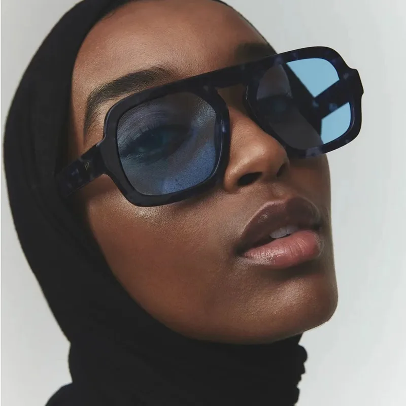 Vintage Large Frame Pilot Sunglasses Street PC Frame Outdoor Activities Beach Travel Ultraviolet-proof Advanced Glasses
