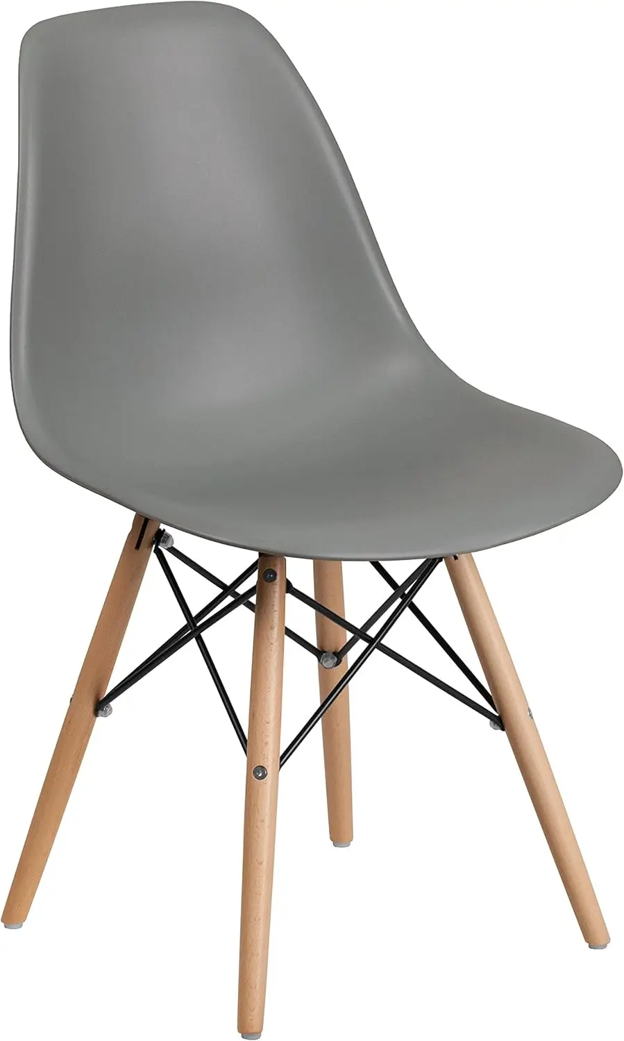 

Elon Series Plastic Chair with Wooden Legs, Set of 1, Moss Gray