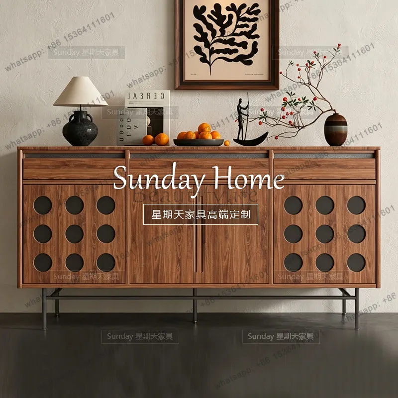 Factory Direct Nordic retro walnut color chest cabinet design sense bedroom locker