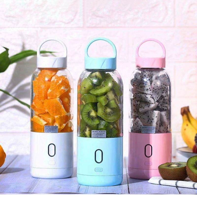 Batidoras inalámbricas, exprimidores portátiles de 500ML, mezclador eléctrico de frutas y verduras, licuadora para procesador de alimentos, Extractor de jugo